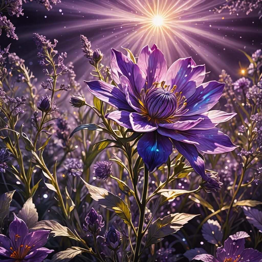 Translucent Purple Flower in Cosmic Astral Style