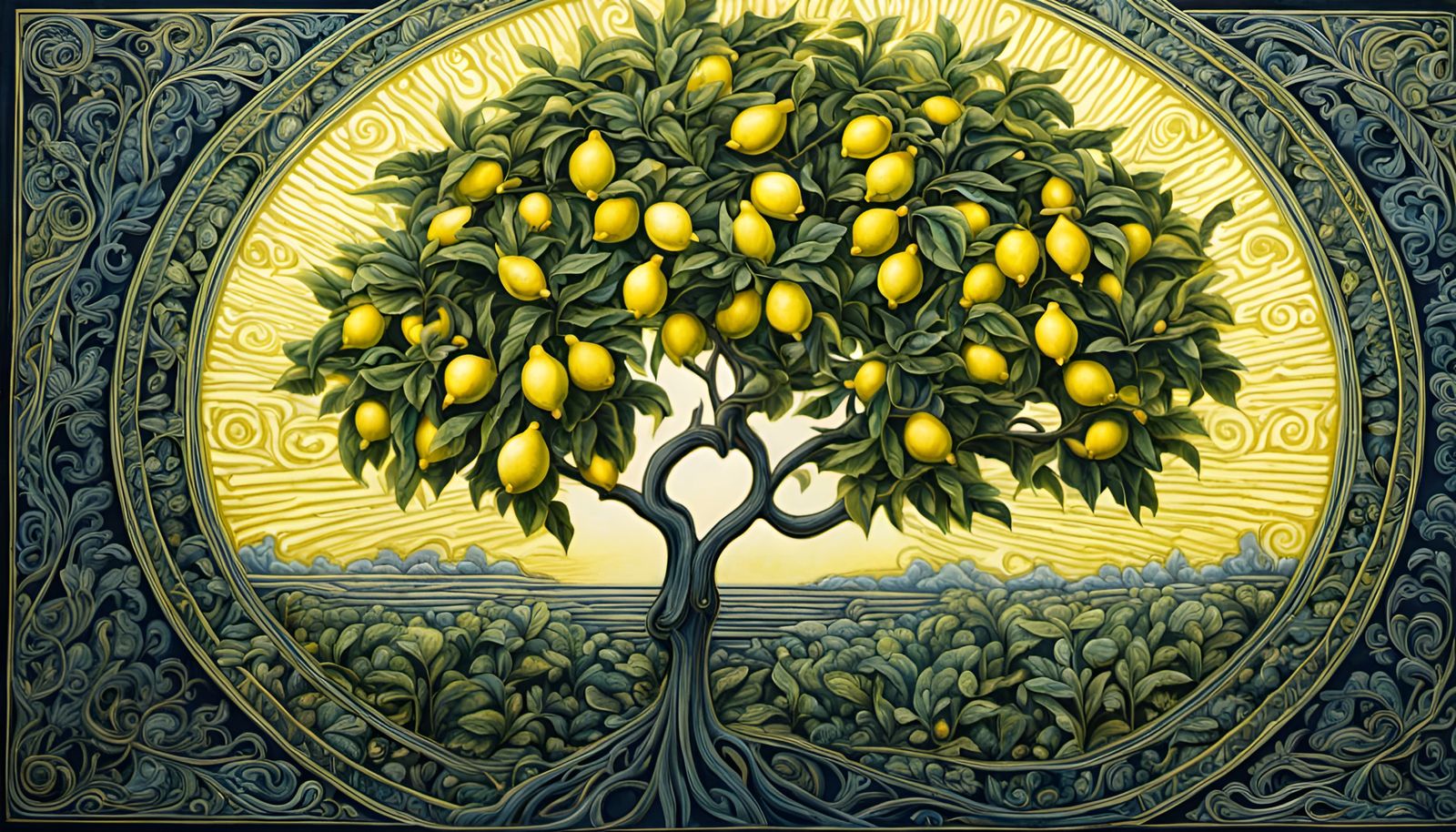 Lemon Tree in Sunrays: Baroque Precisionism