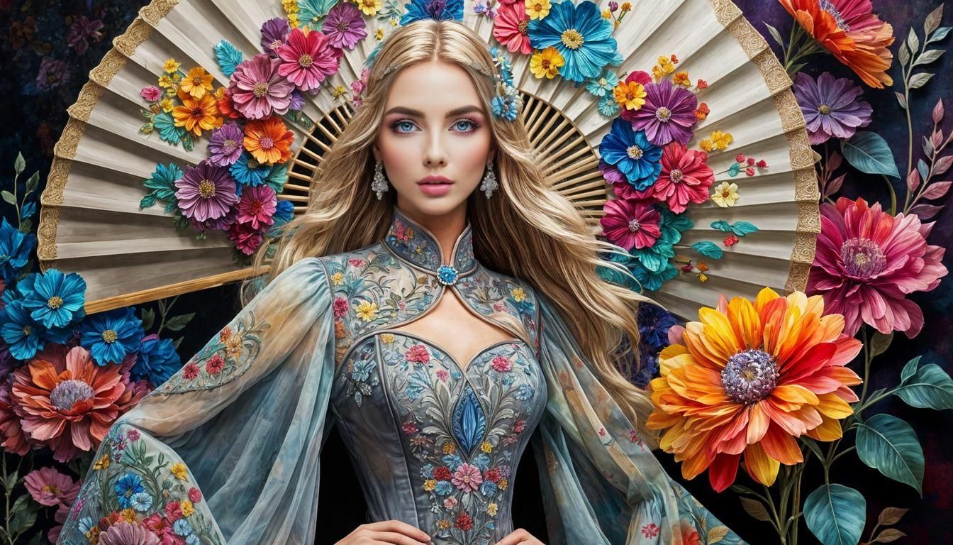 Alcohol Ink Art of Woman in Garden