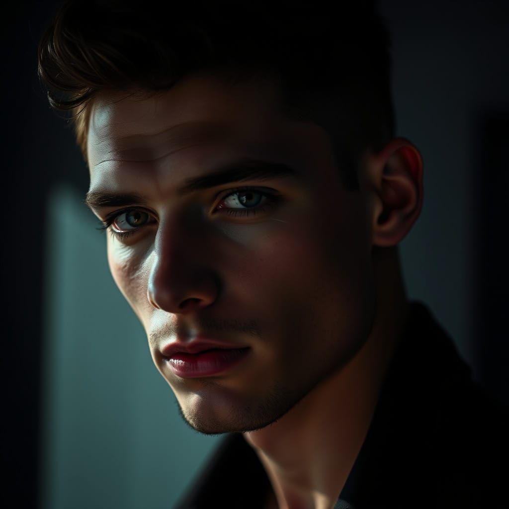 Moody Portrait of a Handsome Young Man
