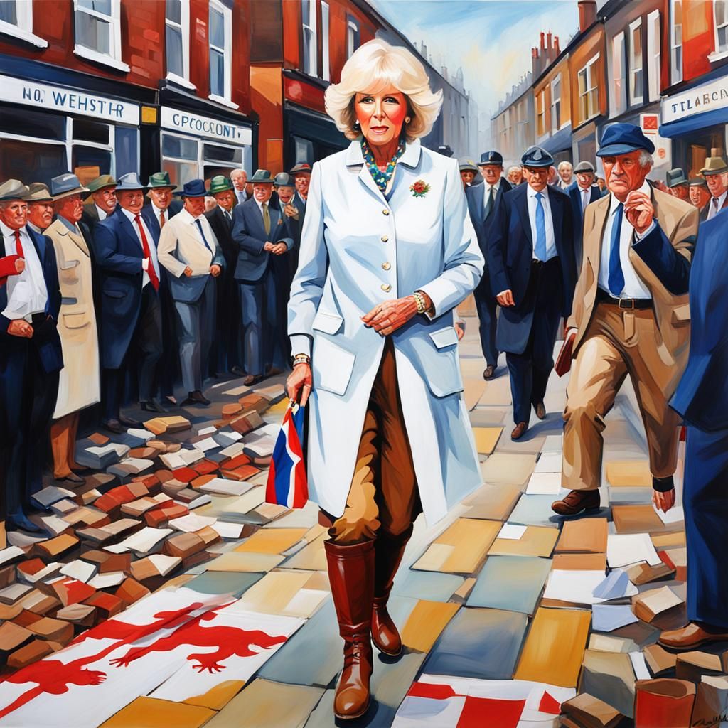 Camilla as Manager with Welsh Flag: Abstract Art