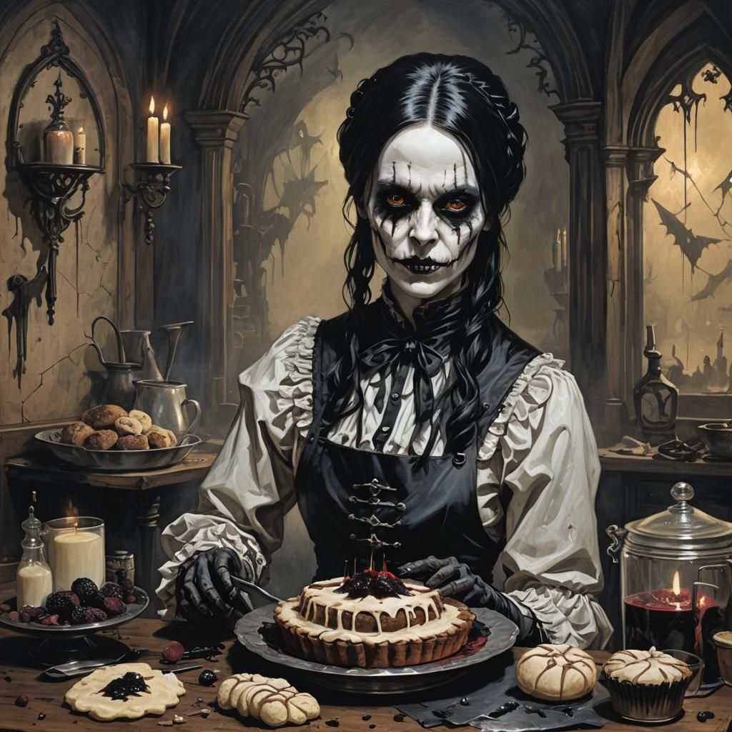 Sinister Gothic Baking, Digital Fantasy Art