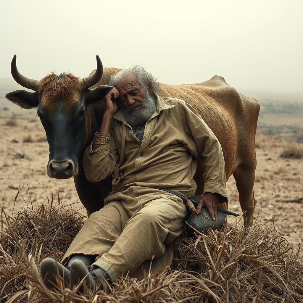 Desolate Drought: An Old Man and Starving Cow