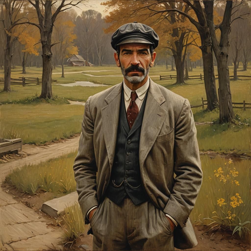 Portrait of an Elderly Man in American Realism Style