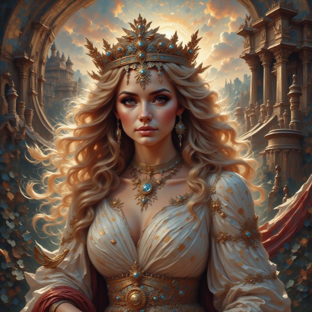 Abstract Impasto Painting with Sunshine Effect