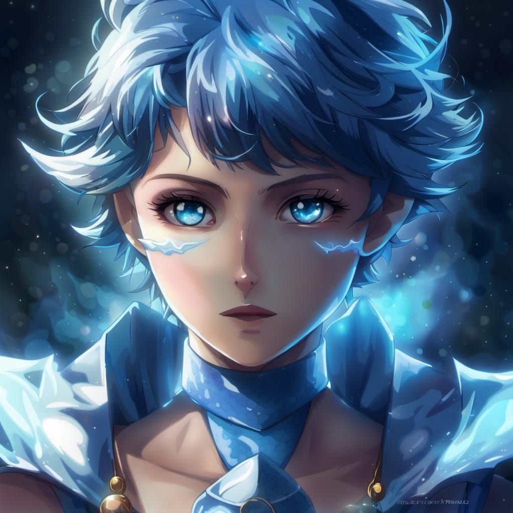 Dragon-Scale Sailor Mercury in Anime Style