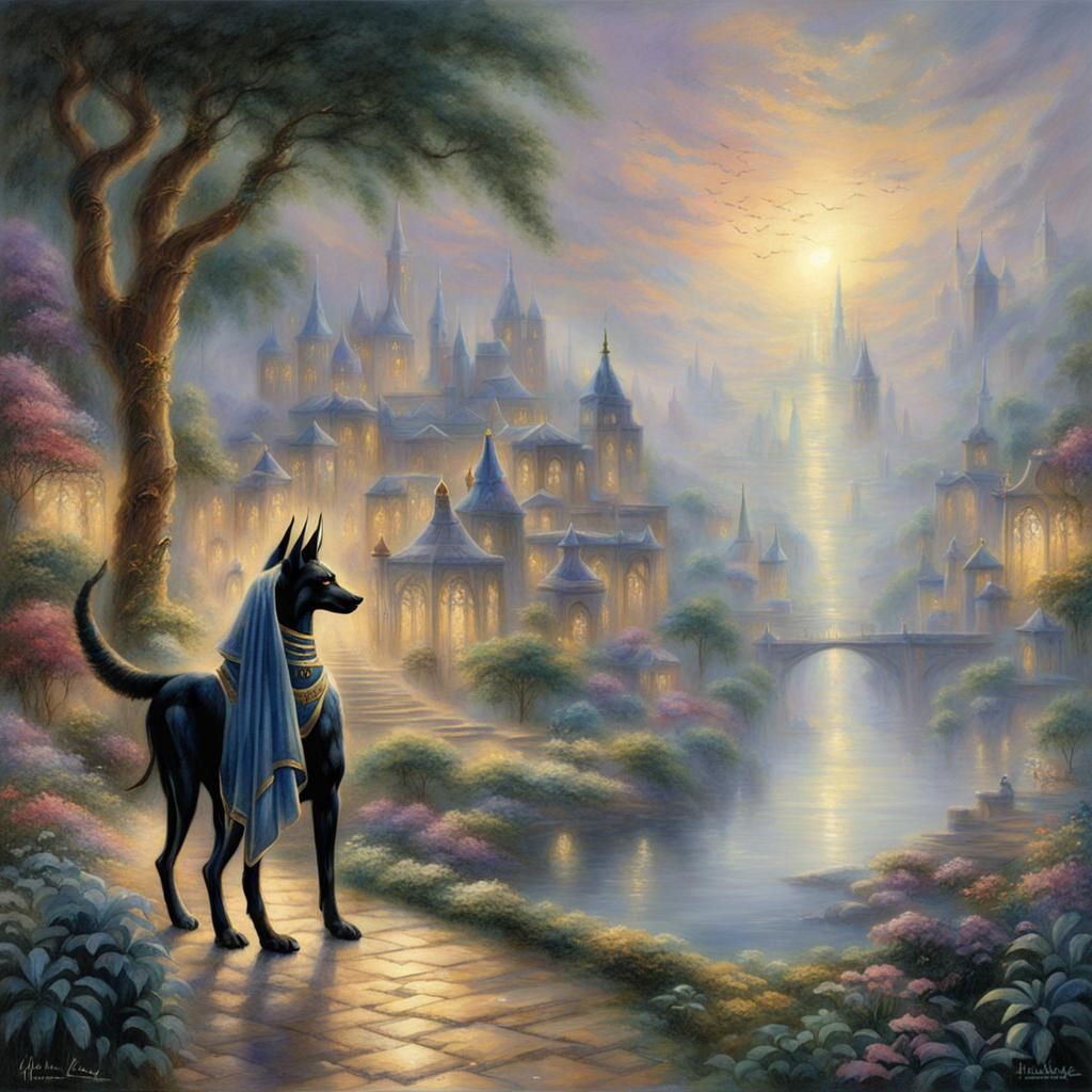 Ethereal Anubis in Hyperdetailed Fantasy Scene