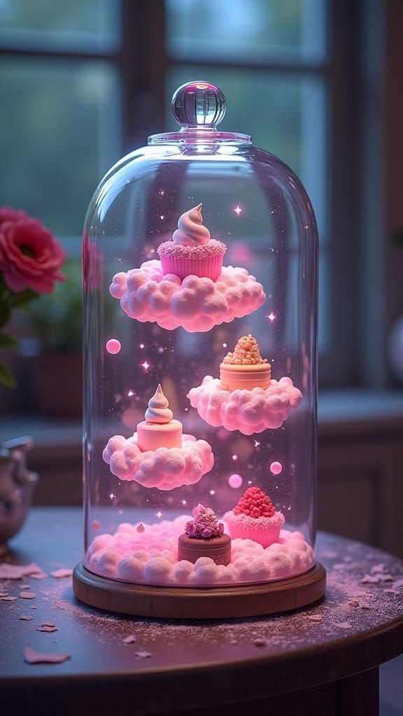 Whimsical Desserts in Starlight Jar: Candy-Punk 3D Art