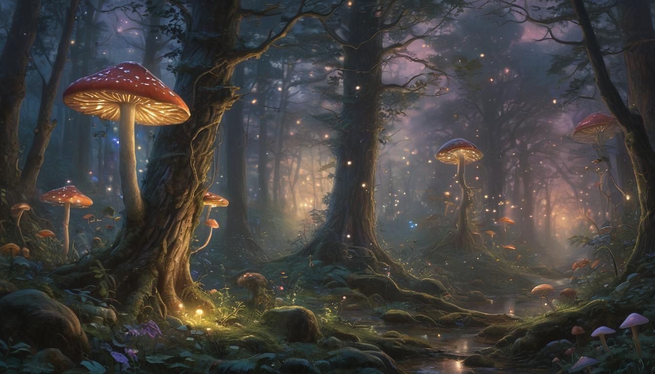 Elf in Mystical Forest: Ethereal Oil Painting