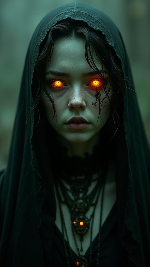 Haunting Victorian Woman in Ominous Dark Portrait