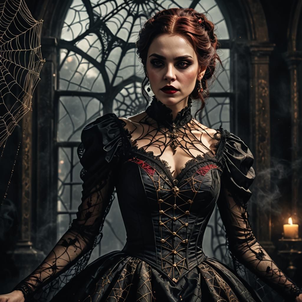 Victorian Vampire Woman in Gothic Digital Art