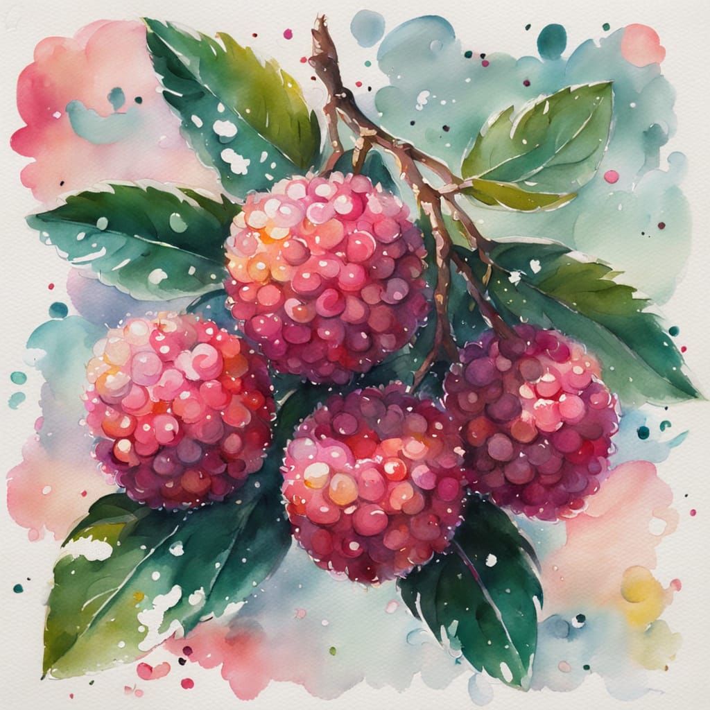 Gouache Masterpiece of a Sparkly Lychee