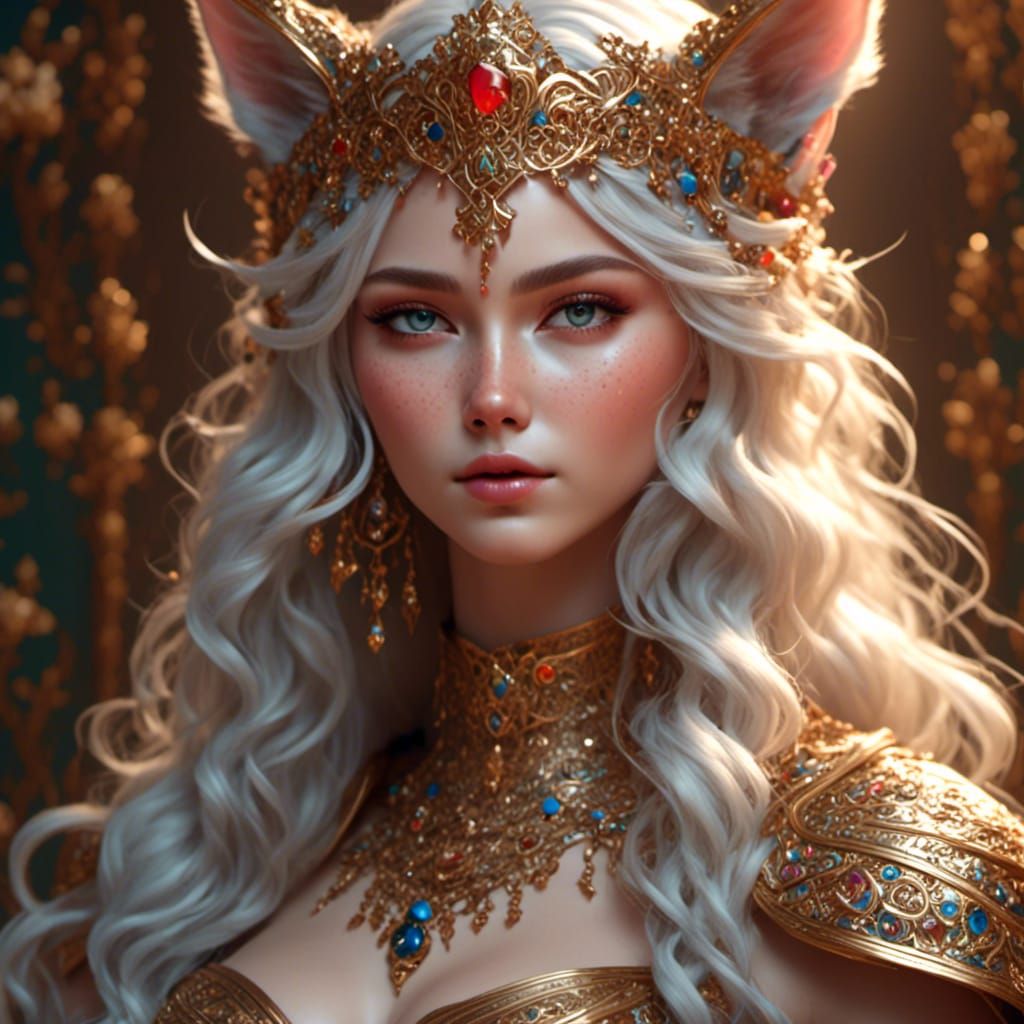 Regal Cat Goddess in 3D Fantasy Art