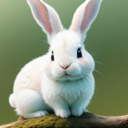 Rabbit Perched on Hand: Macro Digital Art