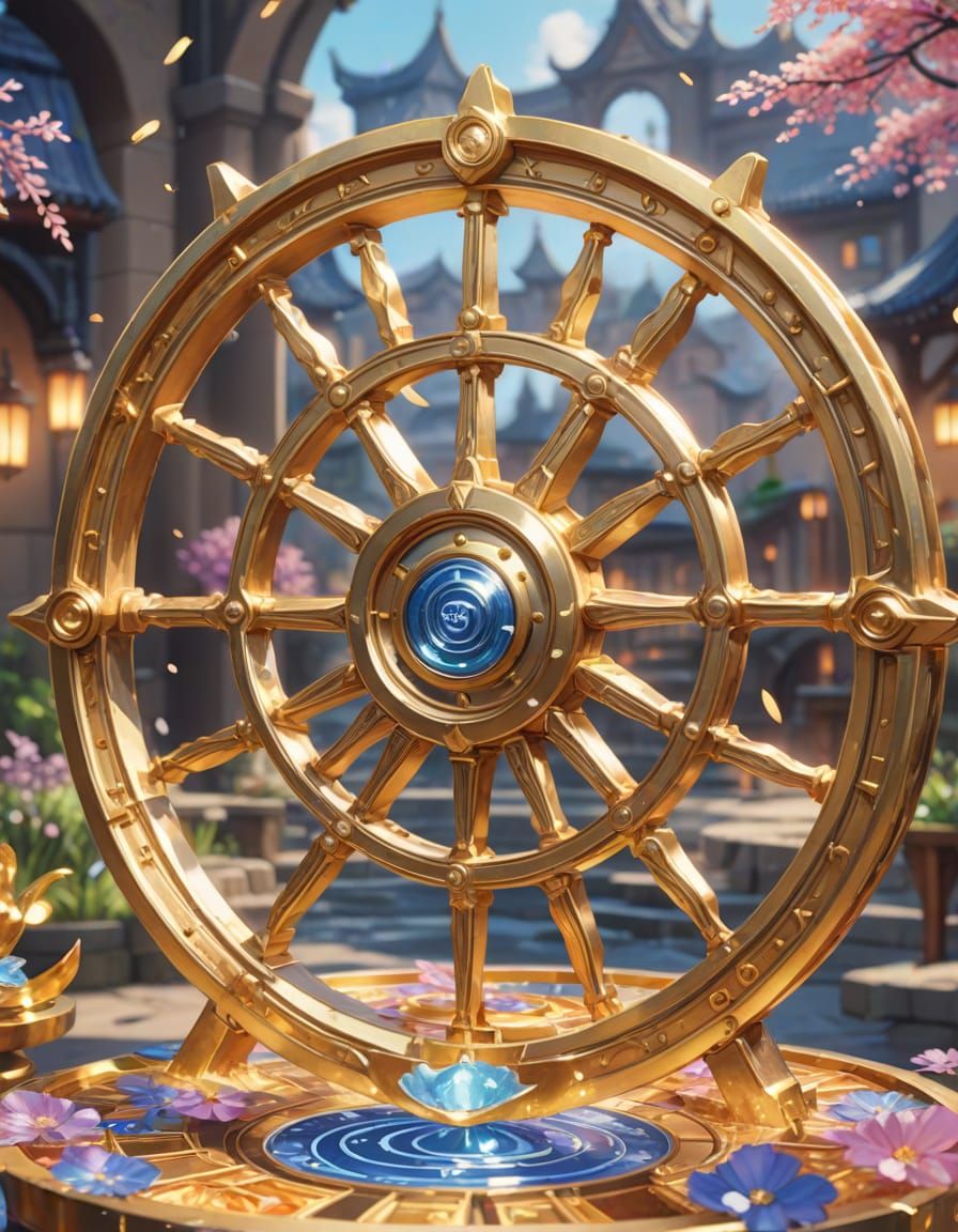 Wheel of Fortune in Watercolor Anime Style