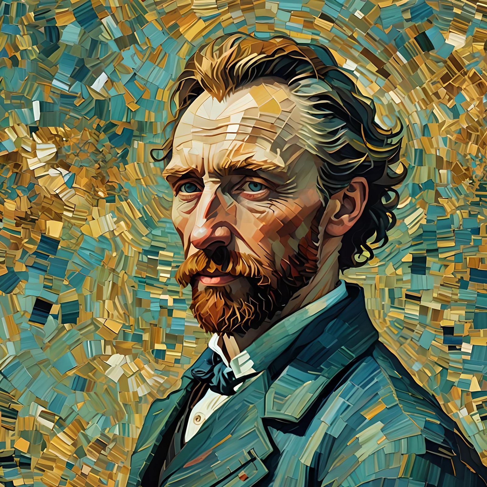 Glitch Art Portrait Inspired by Van Gogh