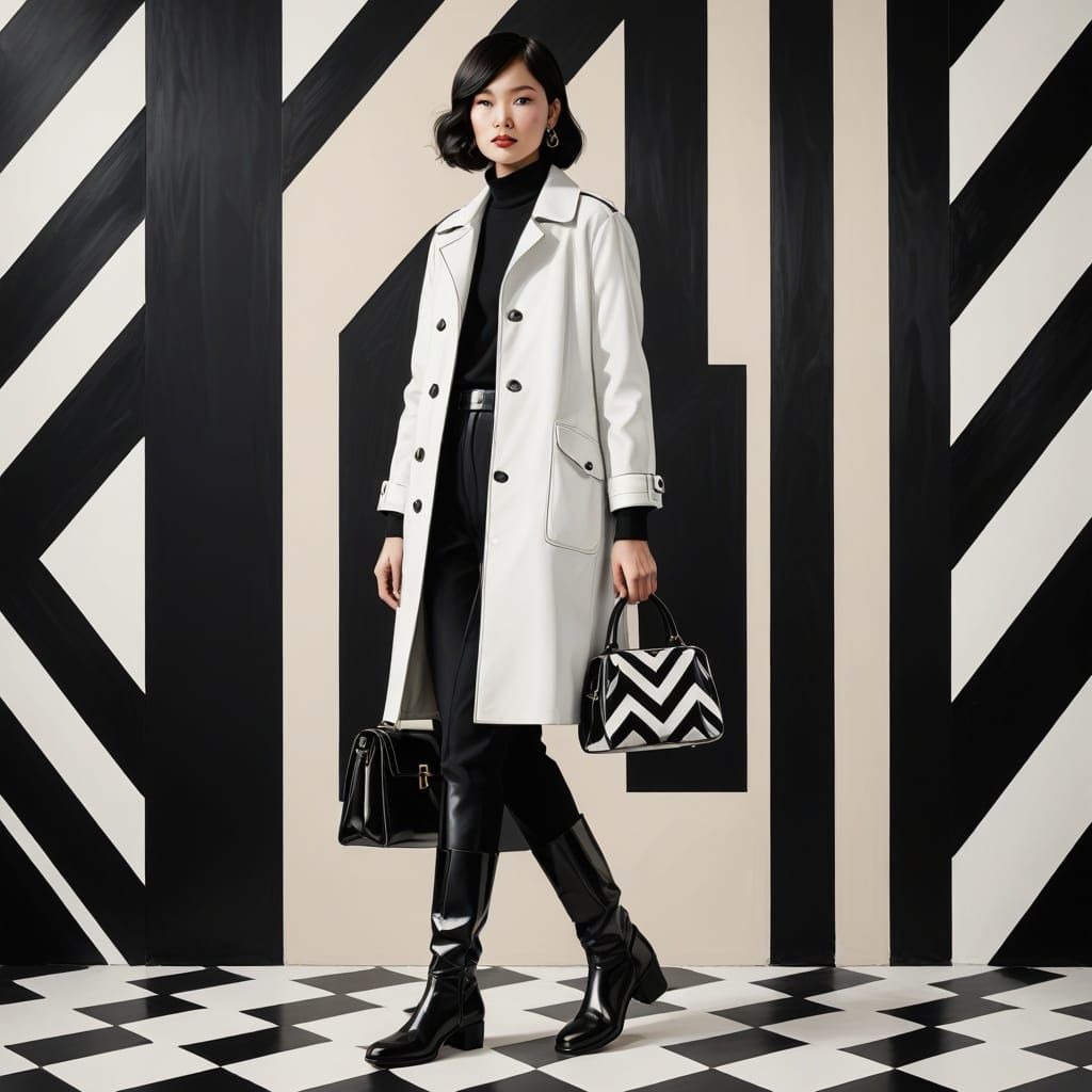 Art Deco Fashion Illustration with Geometric Style