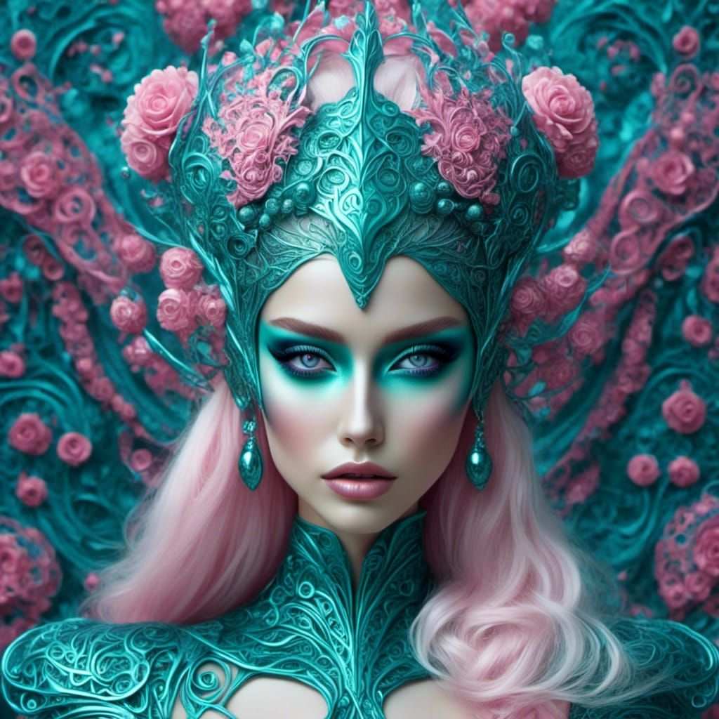 Alien Woman with Zentangle Style Headpiece