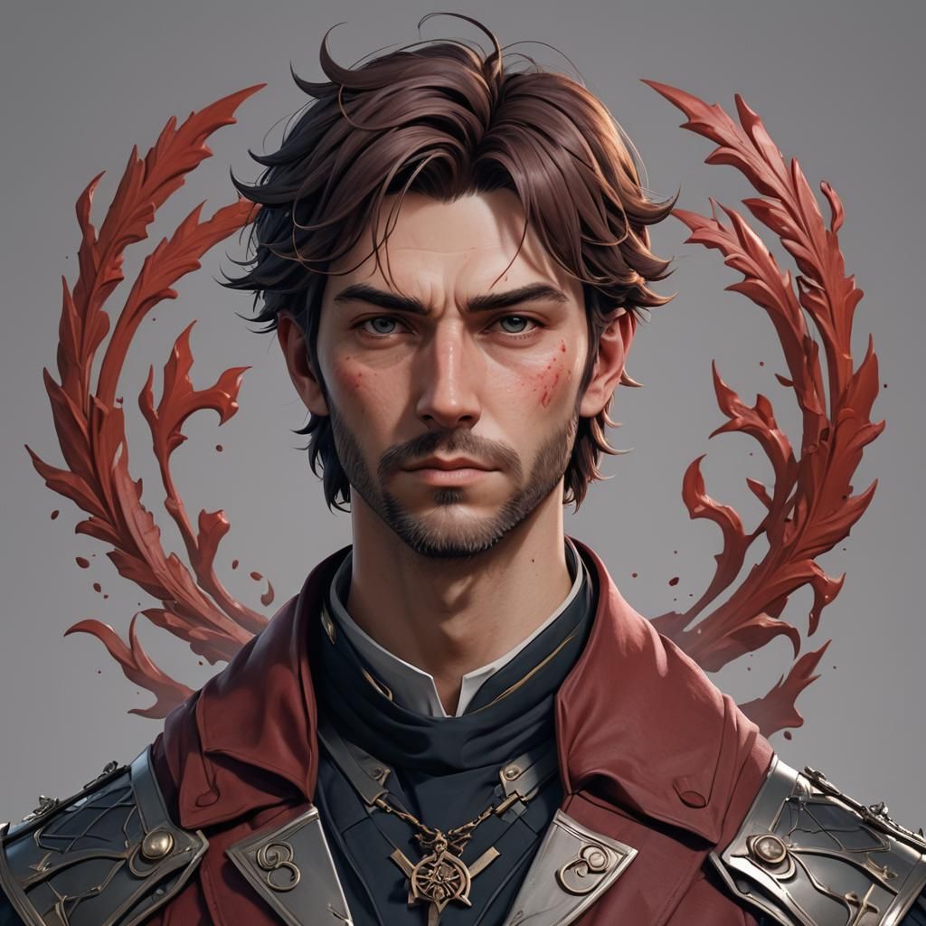 Rouge Remedies Logo: 3D Anime Art of Scottish Man