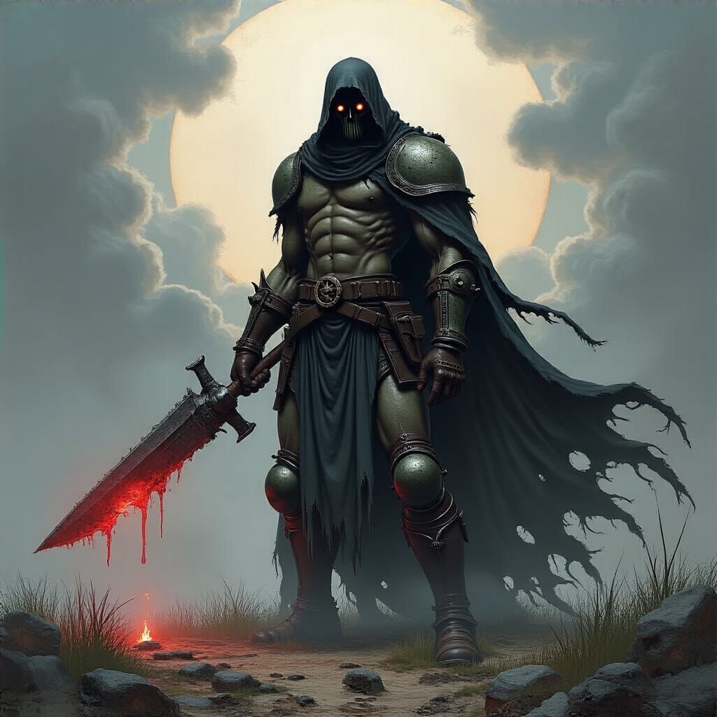 Grimdark Fantasy Landscape by Don Ivan Punchatz Style