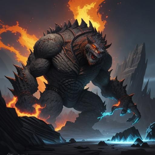 Granite Cragbeast Concept Art in Frazetta Style
