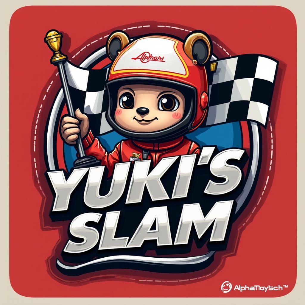 Racing Ham Logo: A Checkered Flag with Hamm from Toy Story