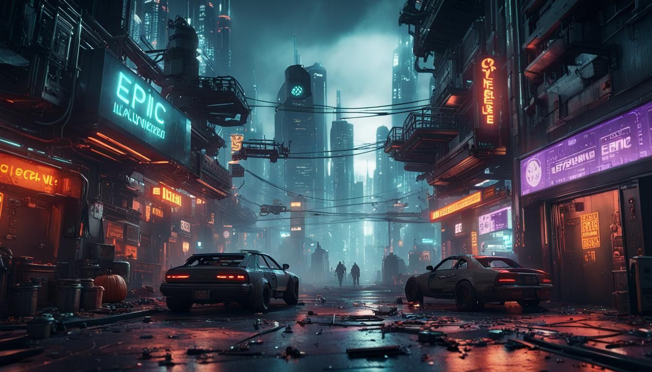 Cyberpunk City Halloween in 3D Game Style