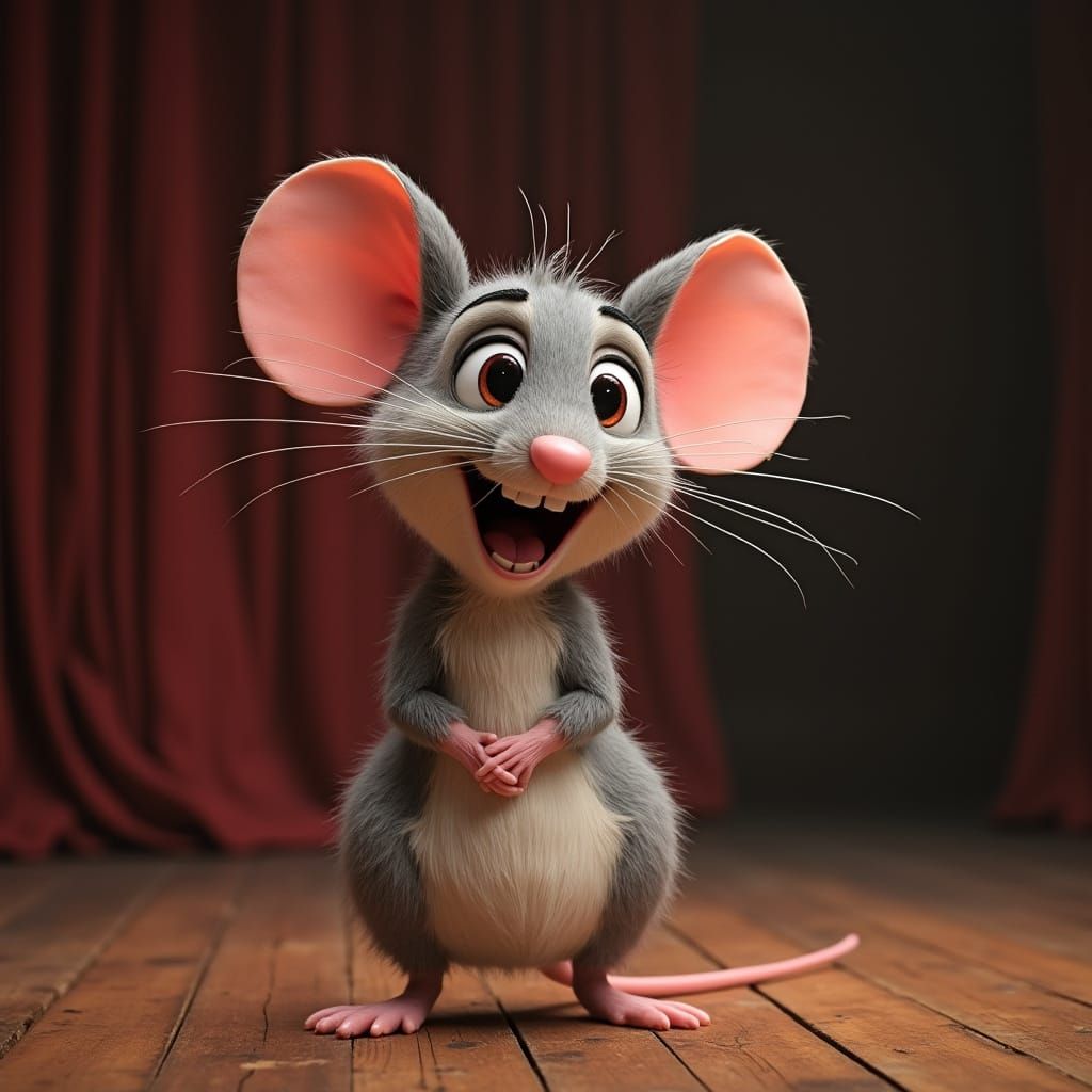 Bashful Mouse at School Play Opening Night