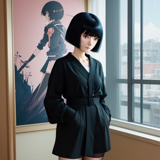 Anime Neko Girl in Elegant Hotel Setting