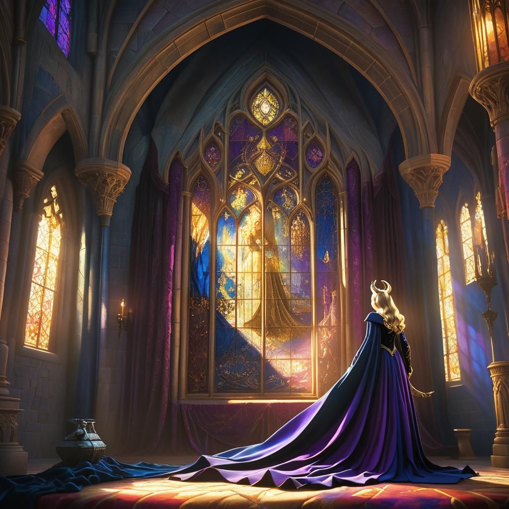 Princess Aurora Hiding: A Detailed Matte Painting