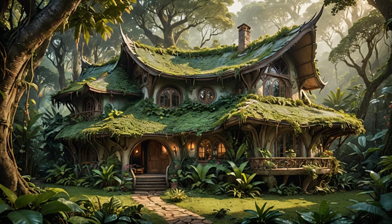 Elven Cottage in Jungle Paradise: Art Photography