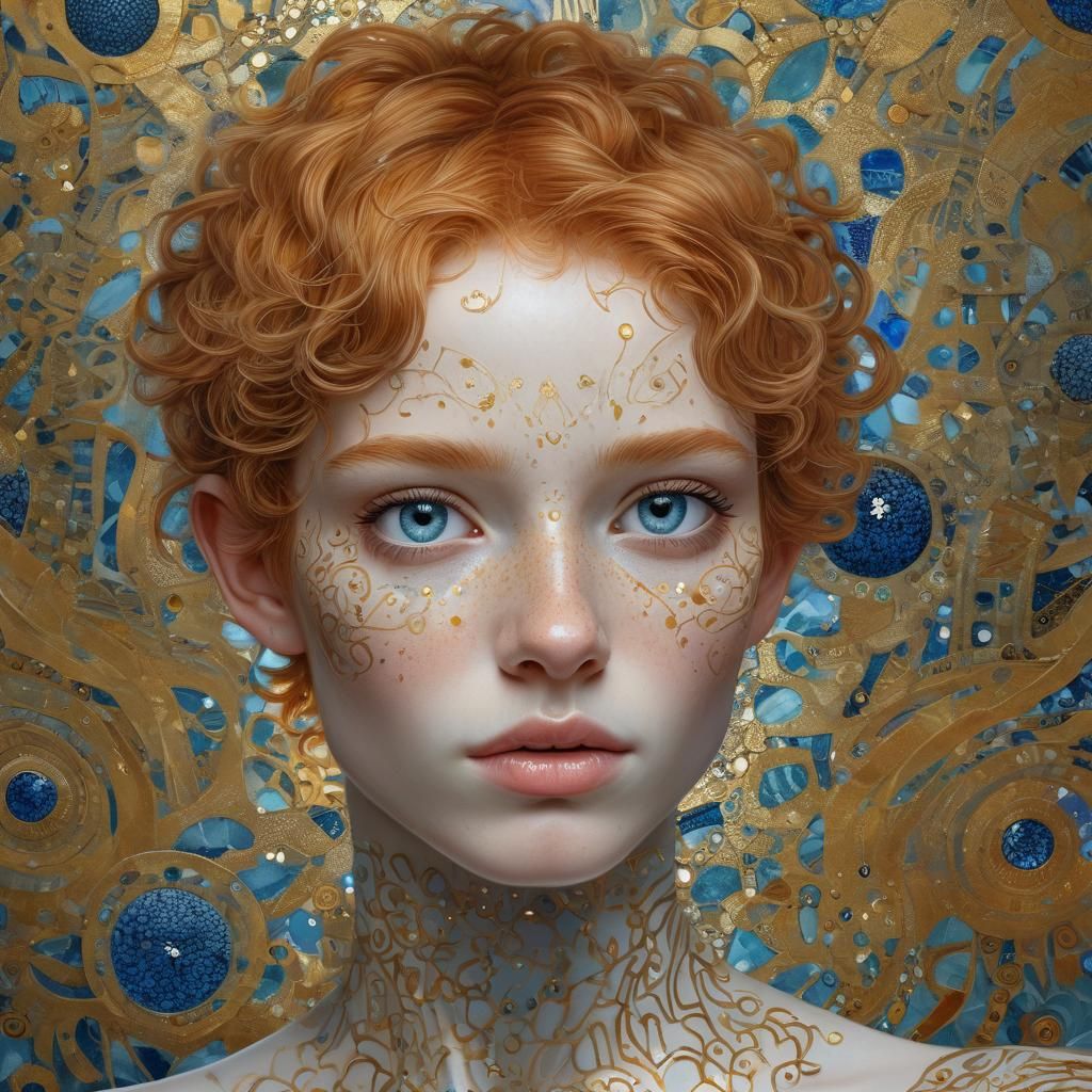 High Elf Portrait in Gustav Klimt Style