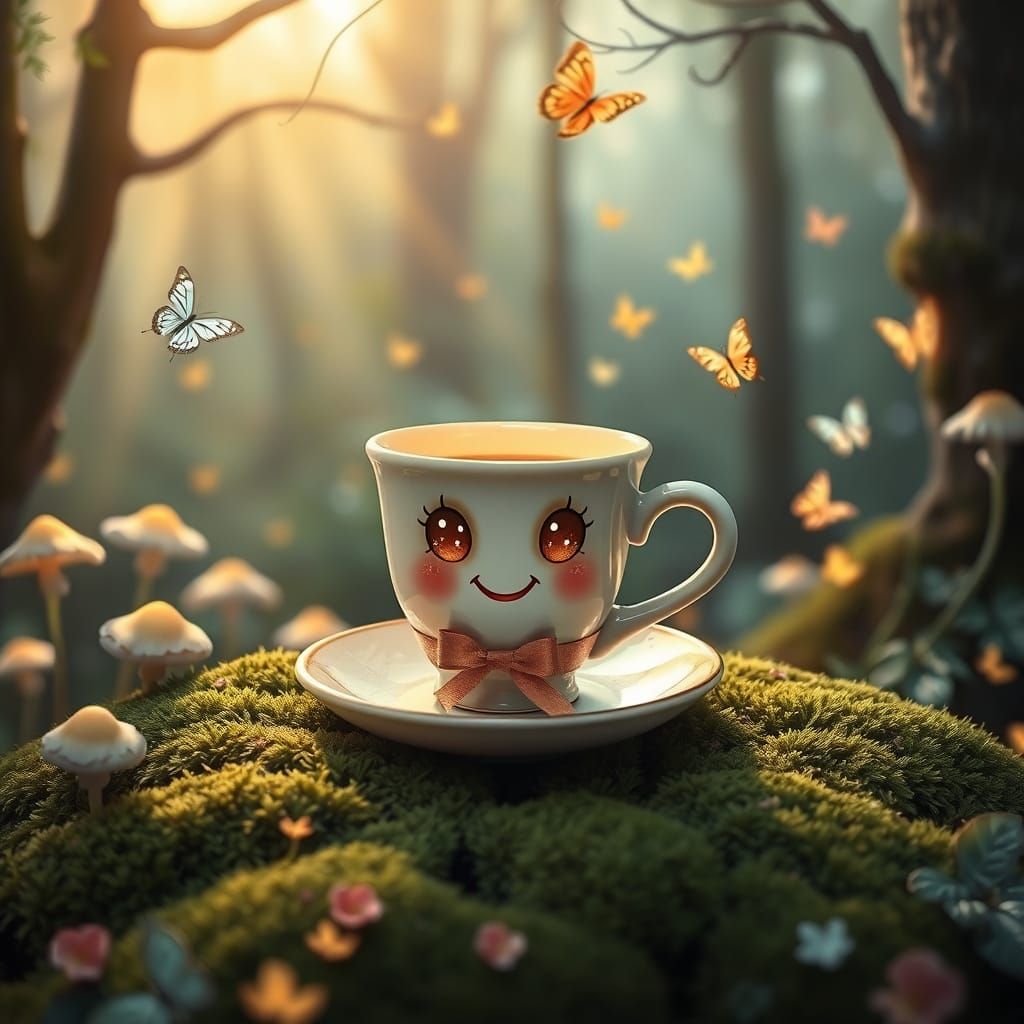Enchanted Coffee Cup in Fairy Forest