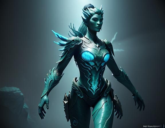 Heroic Female Amphipioid in Underwater Cave