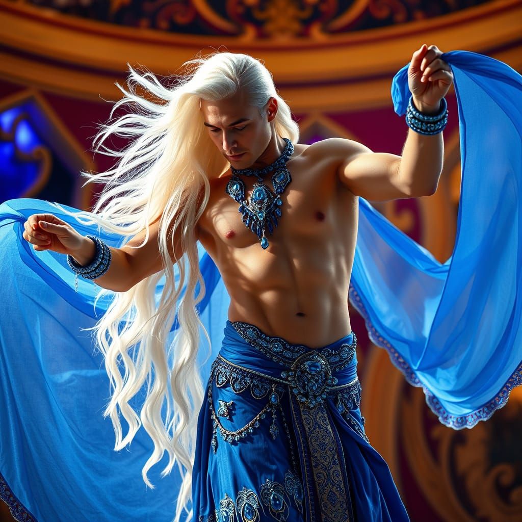 Blue-Bellied Dancer in Opulent Style