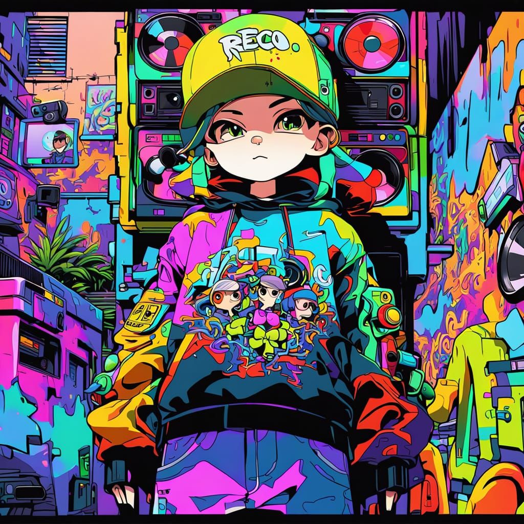 Lil Bow Wow and Big Latto: Vibrant Street Art Portrait