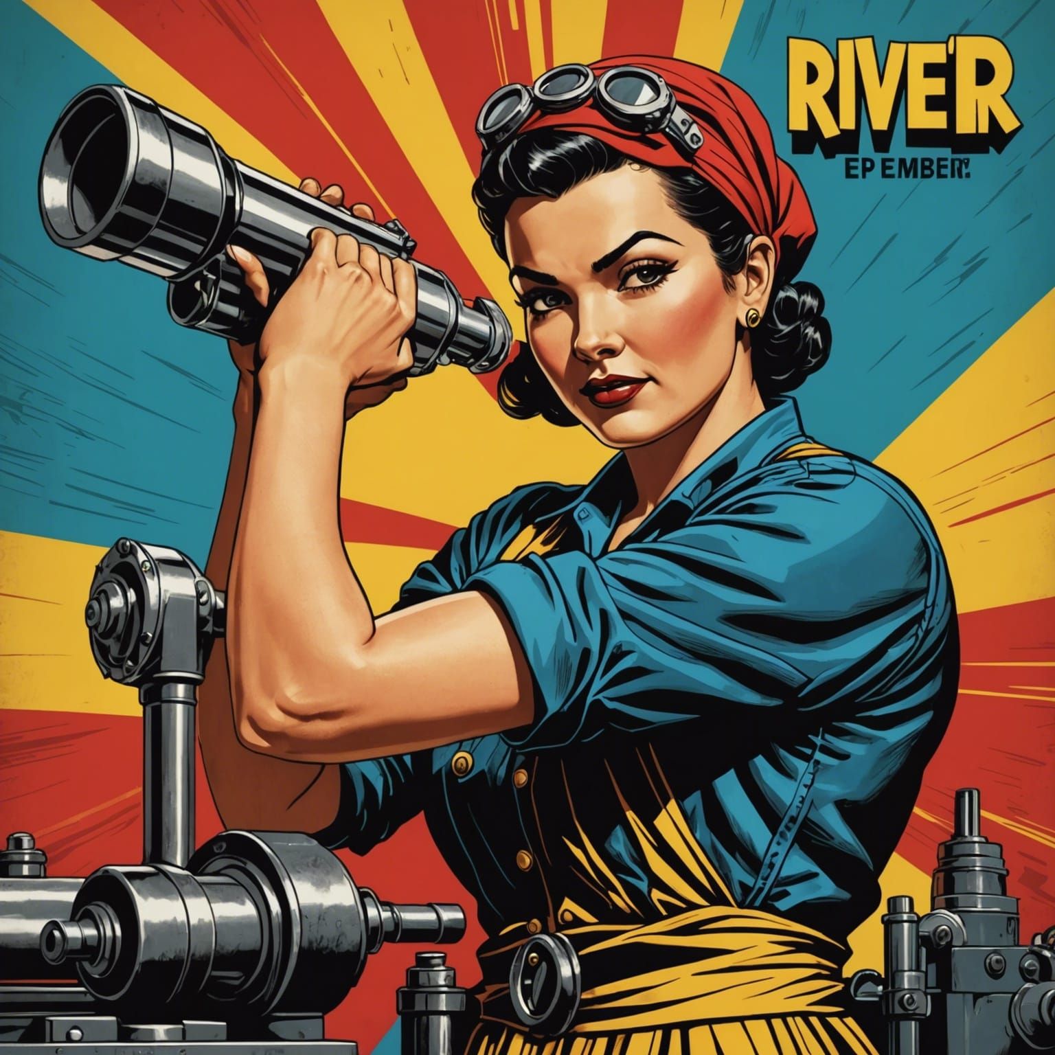 Vintage Pop Art Riveter Poster Design