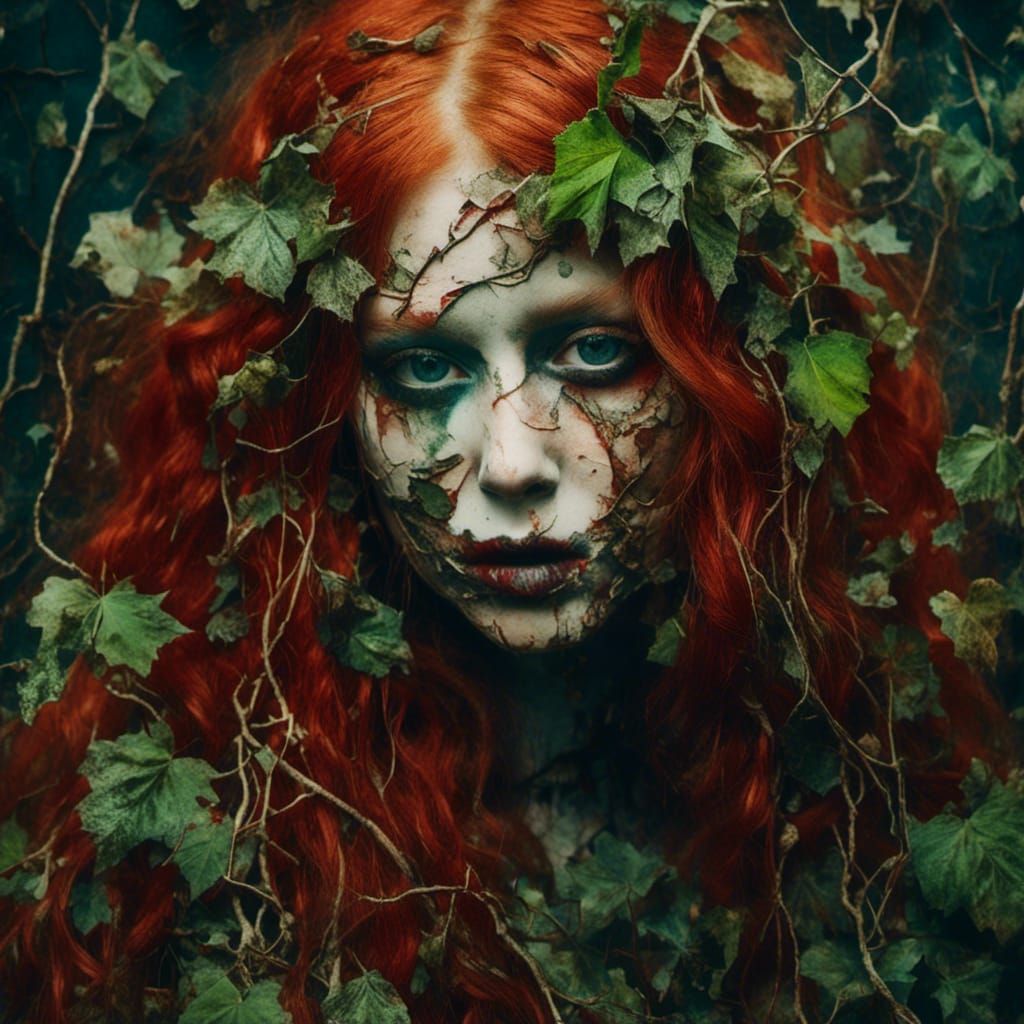Poison Ivy Entwined Redhead in Macabre Style