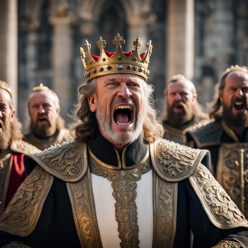 Majestic King Shouting from a Throne