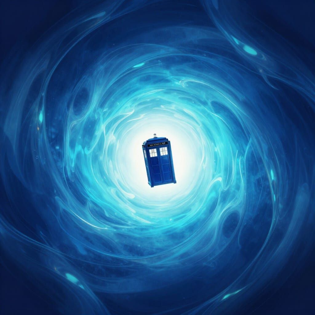 TARDIS Flies Through Abstract Time Vortex