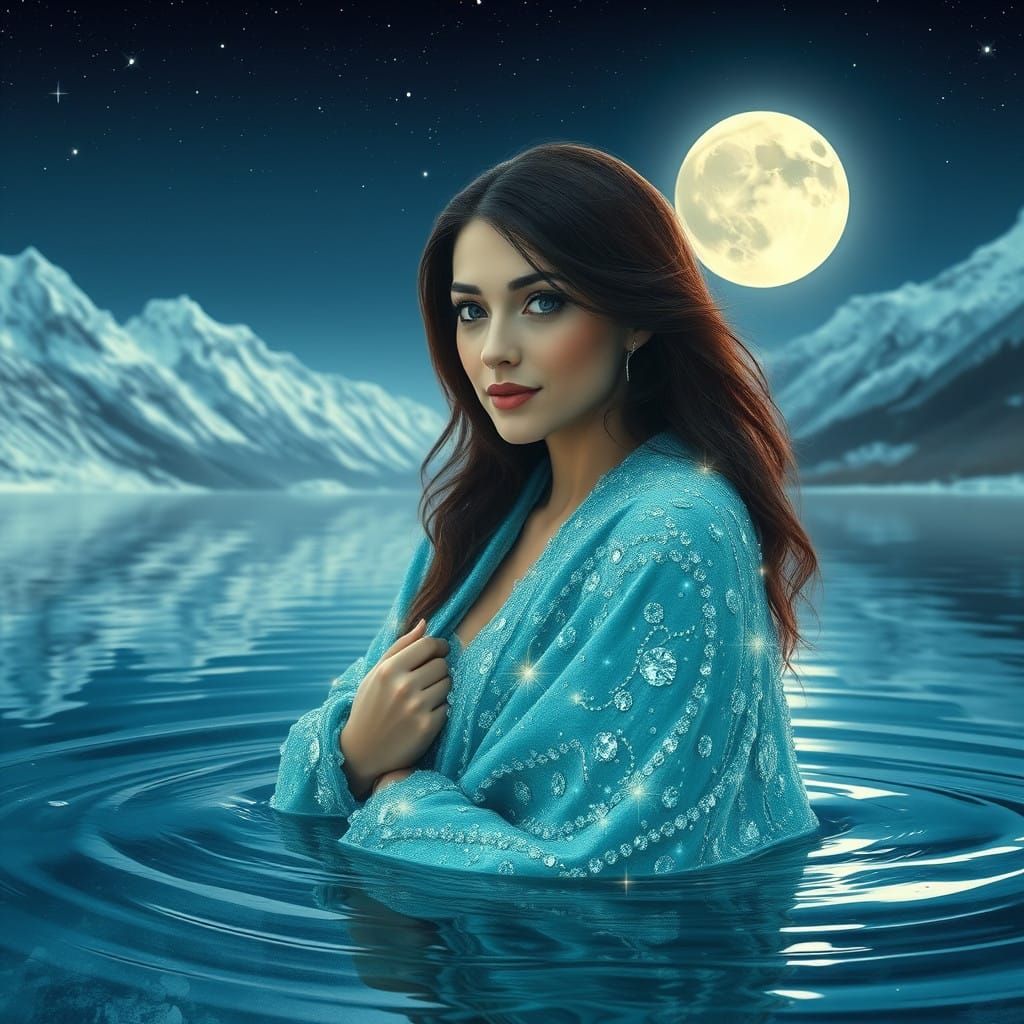 Moonlit Crystal Lake Goddess