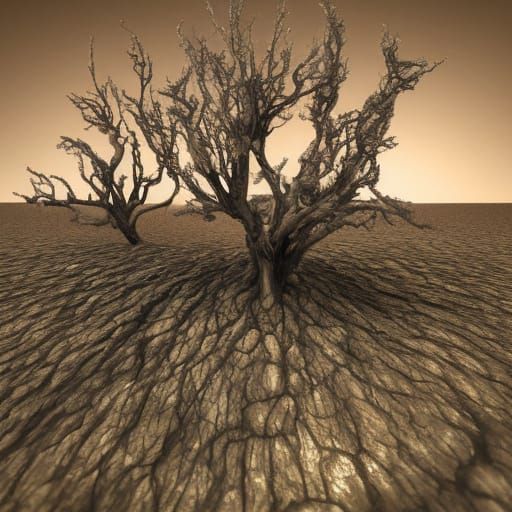 Surreal Desert Landscape with Melting Clocks in Digital Art