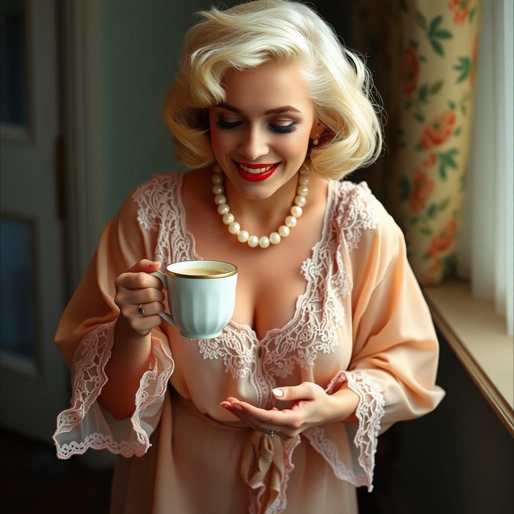 Marilyn Monroe Offers a Cup of Coffee in Elegant, Cinematic ...