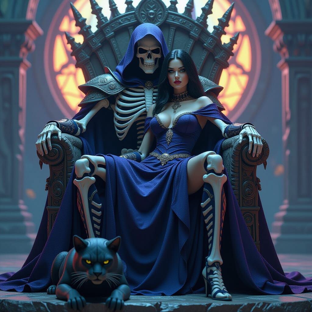 Skeletor's Throne: A Hyperrealistic Dark Fantasy Scene