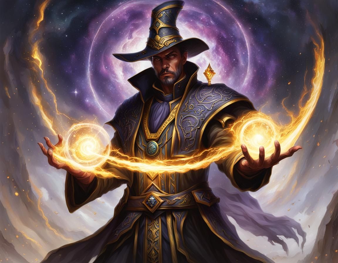Celestial Warlock Uses Radiant Magic, MTG Style