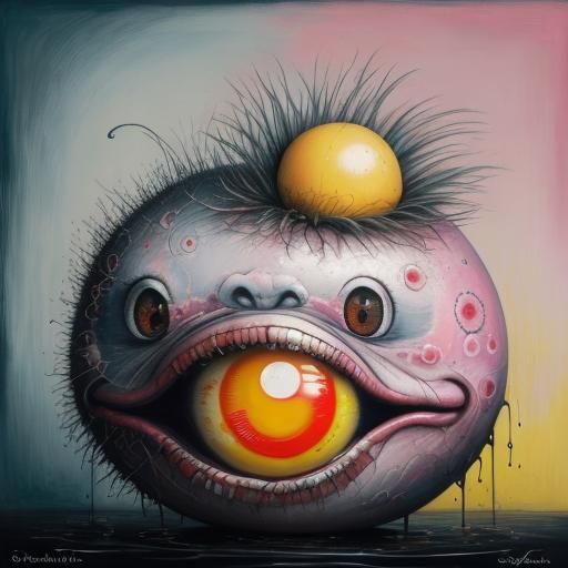 Surreal Fried Egg and Pink Cockatoo in Urban Setting