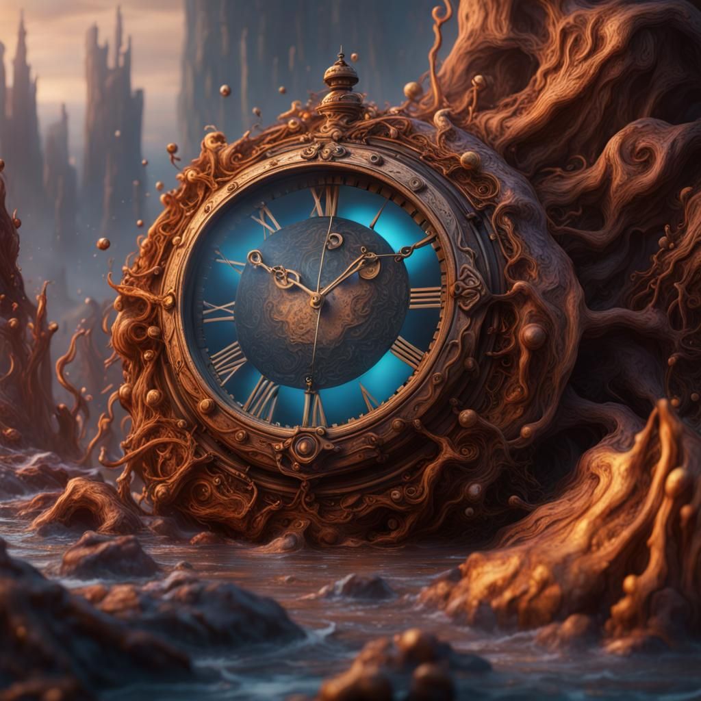Melting Time Watch in Detailed Matte Painting
