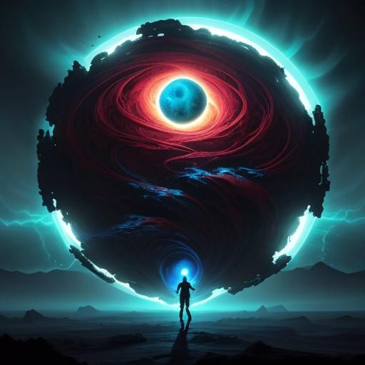 Martian Druid Summons Tempest: A Sci-Fi Art