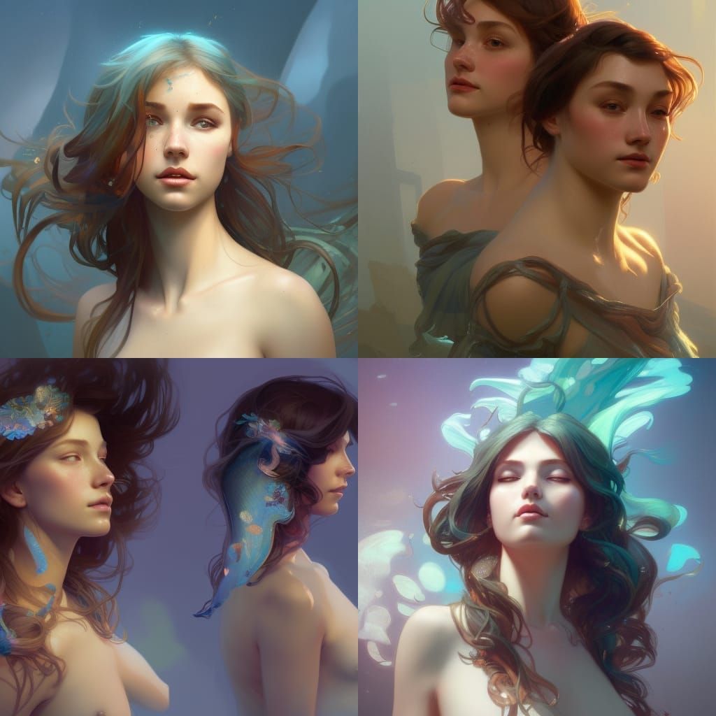 Hyperdetailed Mermaid Portrait in Dynamic Lighting
