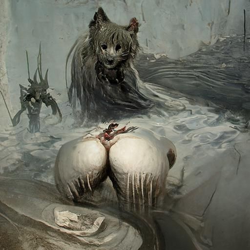 Horror-Style Nude Catgirls